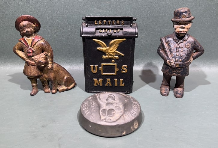 3 VINTAGE IRON BANKS & LEAD ADVERTISING (1 of 9)