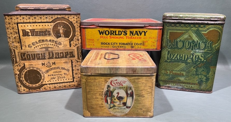 4 VARIOUS ADVERTISING TINS (1 of 3)