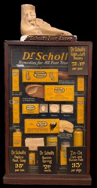 DR. SCHOLL'S COUNTERTOP ADVERTISING DISPLAY: 14-1/2" X 30" TALL X 11"