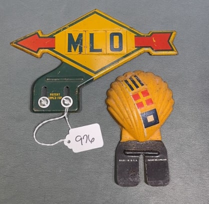 2 VINTAGE METAL LICENSE PLATE TOPPERS (1 of 4)