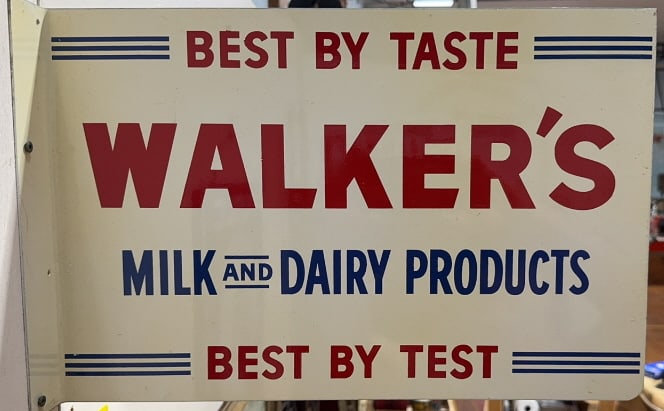 WALKER'S MILK & DAIRY PRODUCTS METAL FLANGED SIGN (1 of 4)
