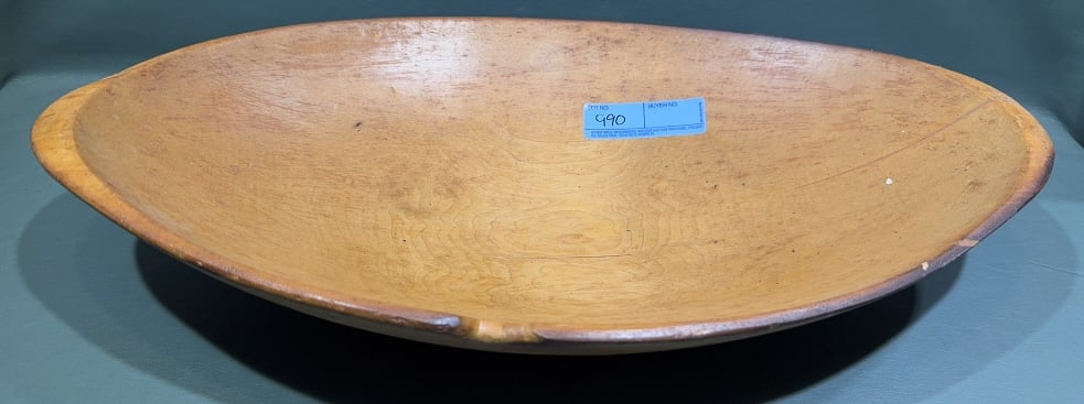 ANTIQUE WOODEN OVAL BOWL (1 of 4)