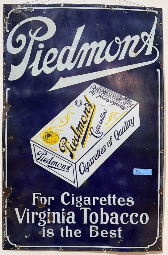 LG PIEDMONT CIGARETTES PORCELAIN ADVERTISING SIGN (1 of 5)