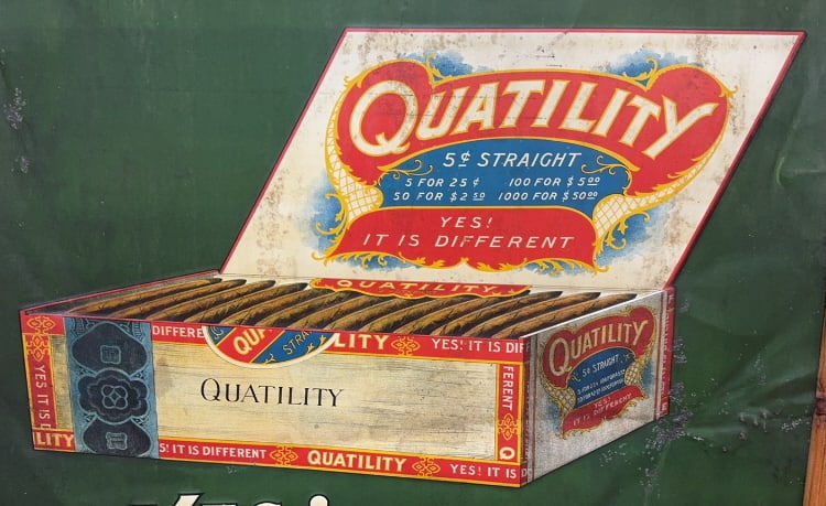 LG T. & O. CO. " QUALITY" 5 CENT CIGAR METAL SIGN - 2