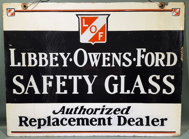 LIBBEY-OWENS-FORD DOUBLE SIDE PORCELAIN SIGN (1 of 5)