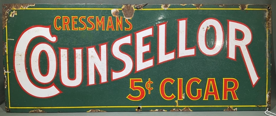 CRESSMAN'S COUNSELLOR PORCELAIN ADVERTISING SIGN (1 of 4)