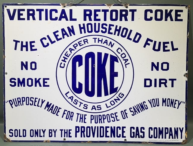 "VERTICAL RETORT COKE" PORCELAIN ADVERTISING SIGN: 24" X 16"