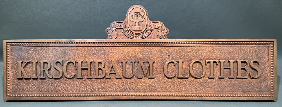KIRSCHBAUM CLOTHES BRONZE ADVERTISING PLAQUE (1 of 4)