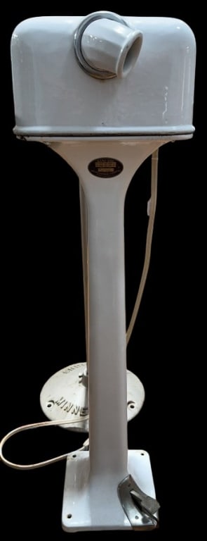 VINTAGE SANI-DRY PORCELAIN HAND DRYER: 46" X 13" X 12"