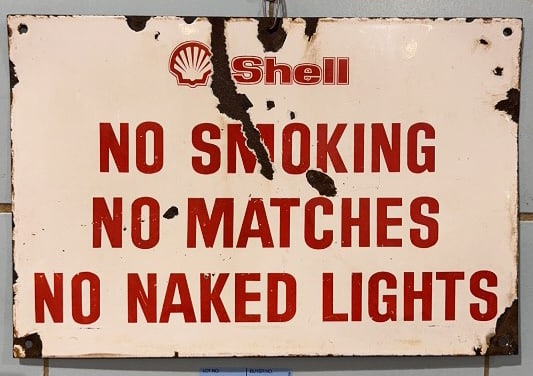 SHELL OIL PORCELAIN WARNING SIGN (1 of 4)