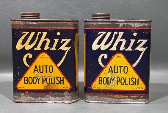 2 WHIZ AUTO BODY POLISH ADVERTISING CAN (1 of 3)