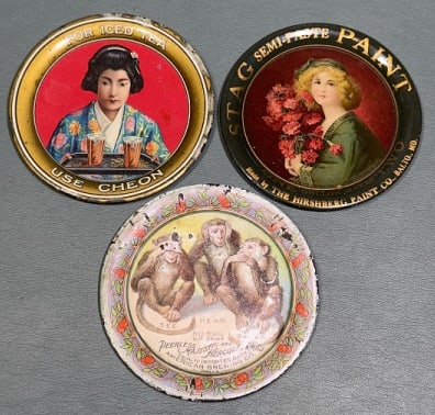 3 ADVERTISING PAINTED TIP TRAYS (1 of 5)
