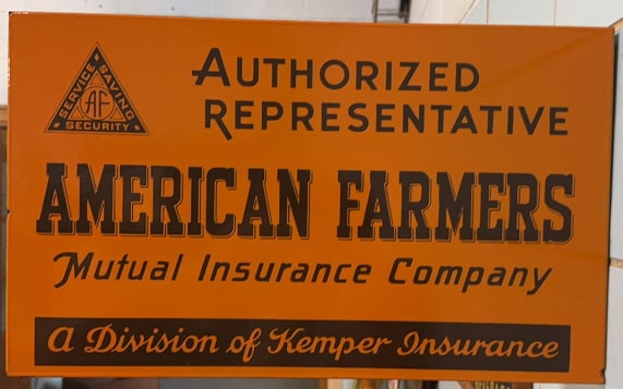 AMERICAN FARMERS MUTUAL INSURANCE PORCALAIN SIGN (1 of 5)