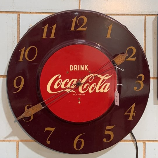 VINTAGE COCA-COLA METAL WALL CLOCK: 18" ROUND