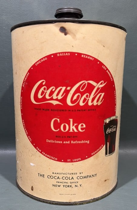 COCA-COLA CONE TOP SODA SYRUP CAN: 9-1/2" X 6"