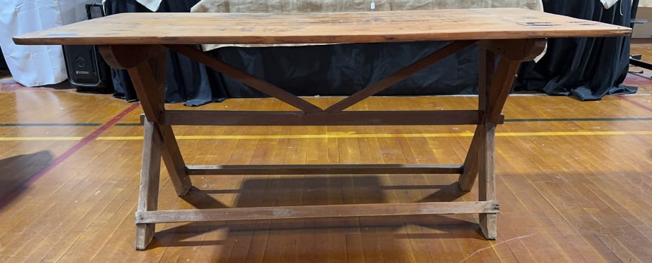 ANTIQUE PINE TRESTLE BASED TABLE - 2