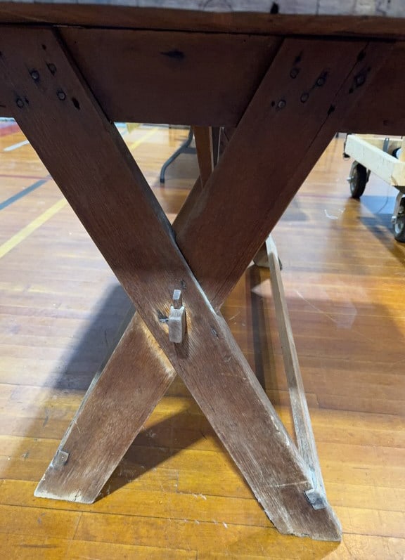 ANTIQUE PINE TRESTLE BASED TABLE - 5