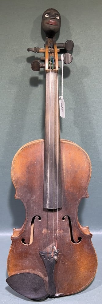 FOLK ART BLACK AMERICANA VIOLIN: 24" X 8" X 3"