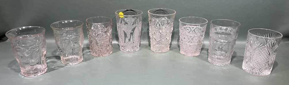 COLLECTION OF EARLY PRESSED GLASS TUMBLERS: 4-1/2" X 3"