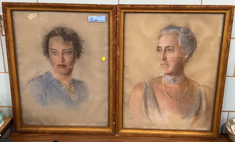 2 PASTEL PORTRAITS OF WOMAN: 28" X 22"