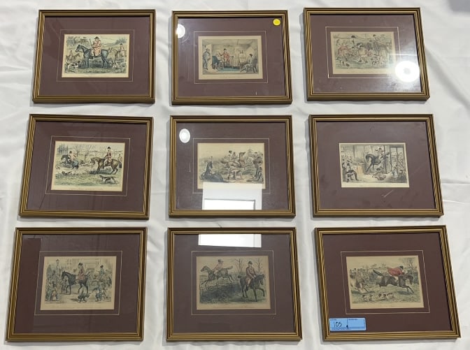 SET OF 9 JOHN LEECH FOX HUNTING PRINTS (1 of 6)