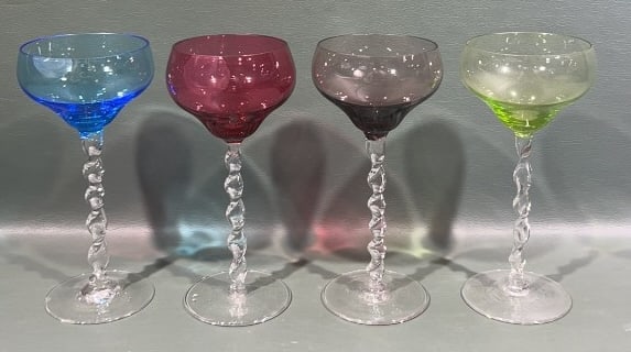 SET OF 12 COLORED STEMWARE