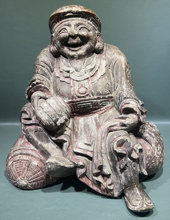 LG. ASIAN CARVED STONE DEITY / LUCKY GOD (1 of 5)