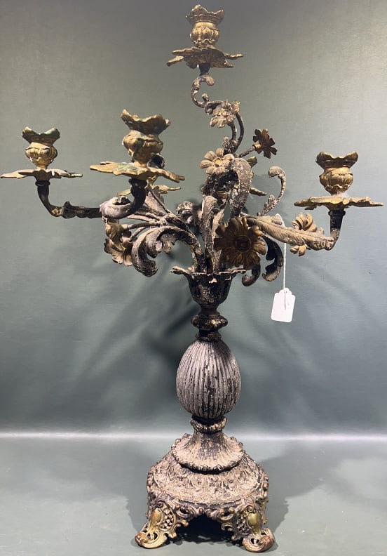 LARGE SPELTER CANDELABRA