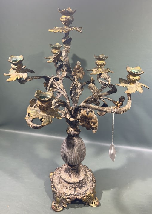LARGE SPELTER CANDELABRA - 2