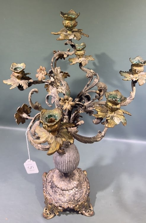 LARGE SPELTER CANDELABRA - 3