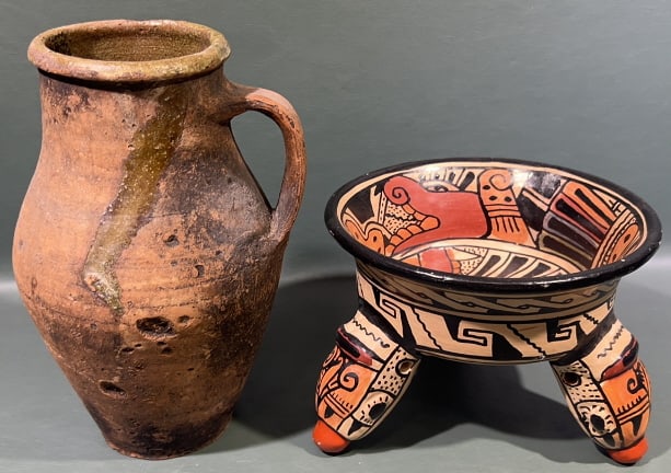 SOUTH AMERICAN FOOTED BOWL & TERRA COTTA JUG (1 of 5)