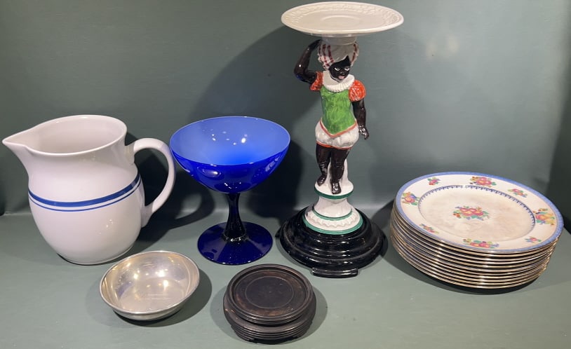 PLATES, FIGURE & PITCHER LOT
