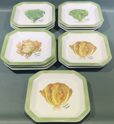 SET OF 12 CERAMICA DUE TORRI BOTANICAL PLATES (1 of 5)
