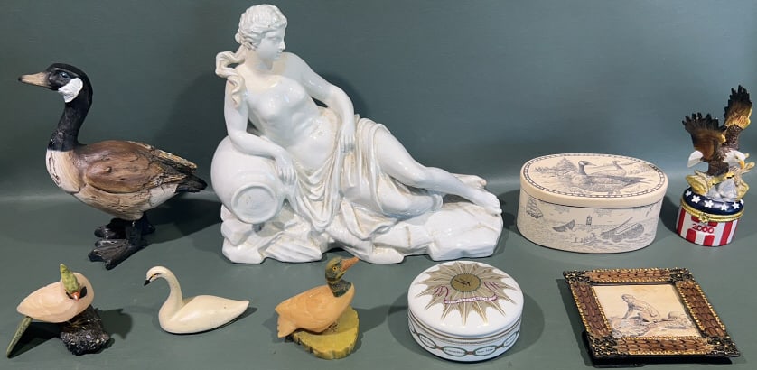 COLLECTION OF QUALITY SMALLS: LARGE FIGURE HAS DAMAGE 17" X 9"