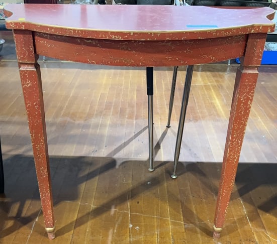 PAINT DECORATED HALL TABLE: 19" X 38" X 33-1/2"