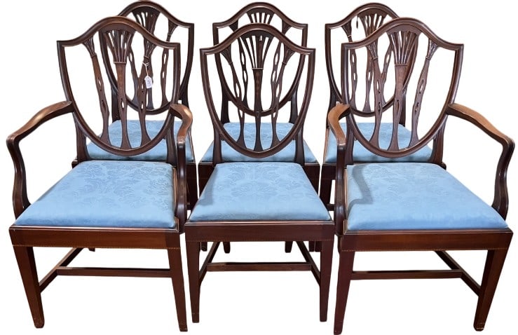 6 POTTHAST INLAID SOLID MAHOGANY DINING CHAIRS (1 of 5)