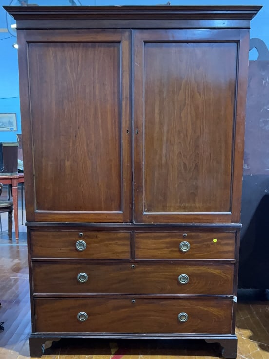 ANTIQUE MAHOGANY 2 PIECE LINEN PRESS (1 of 8)
