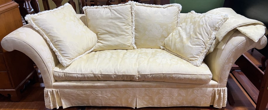YELLOW UPHOLSTERED BAKER CROWN & TULIP COLL. SOFA (1 of 5)