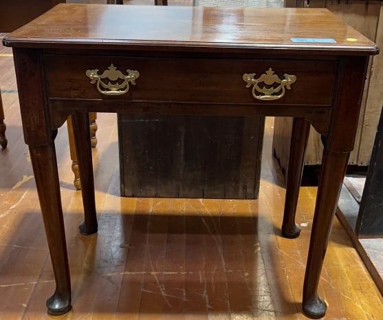ANTIQUE QUEEN ANNE MAHOGANY 1 DRAWER TABLE (1 of 4)