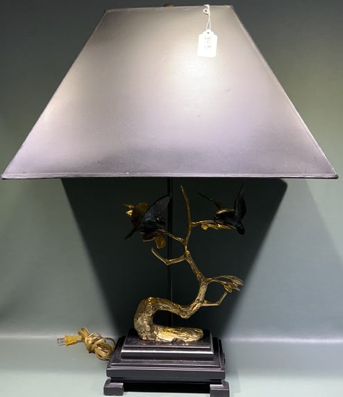 VINTAGE FREDERICK COPPER BIRD LAMP: 25" TALL