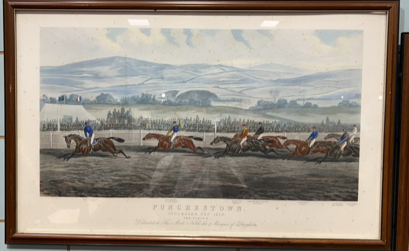 4 E. G. HESTER "PUNCHESTOWN" HORSE RACING PRINTS: 36" X 23"