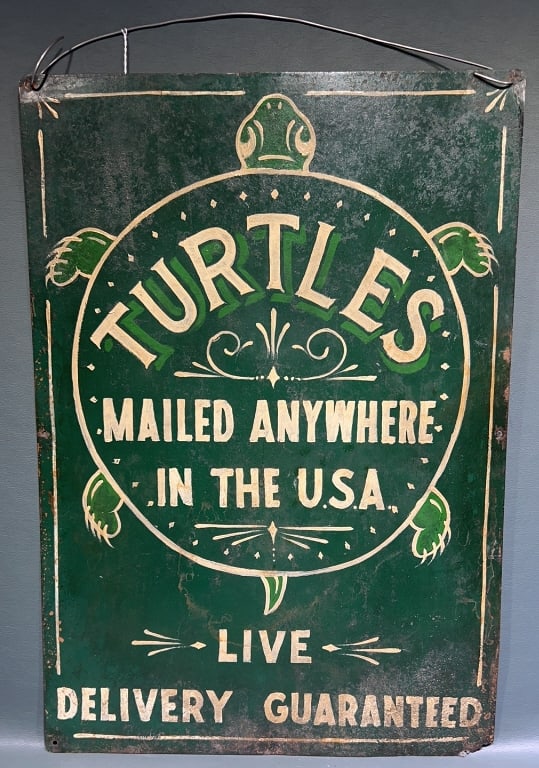 METAL "TURTLES" SIGN: 20" X 14"