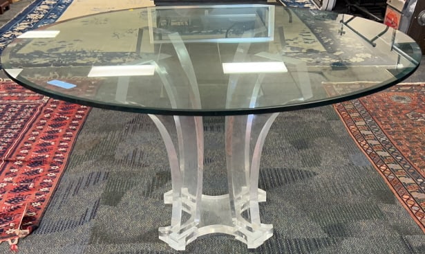MCM GLASS & LUCITE TABLE ATTR. JEFFERY BIGELOW DES (1 of 4)