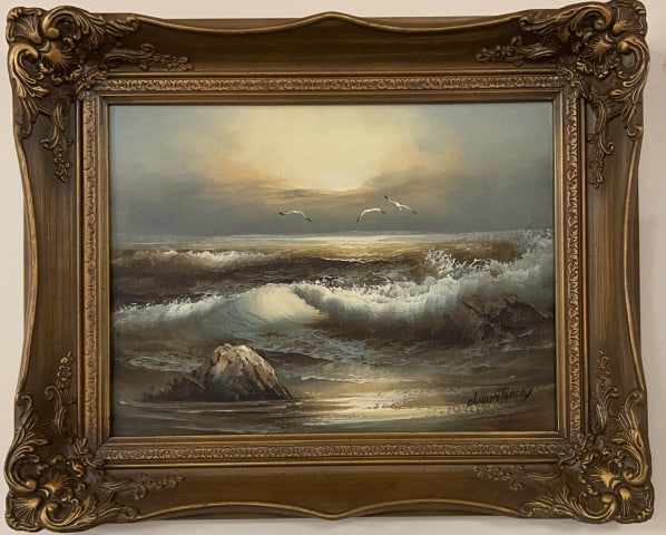 CLAUDE TERRAY OIL ON CANVAS OF SEA SCAPE: 21" X 17"