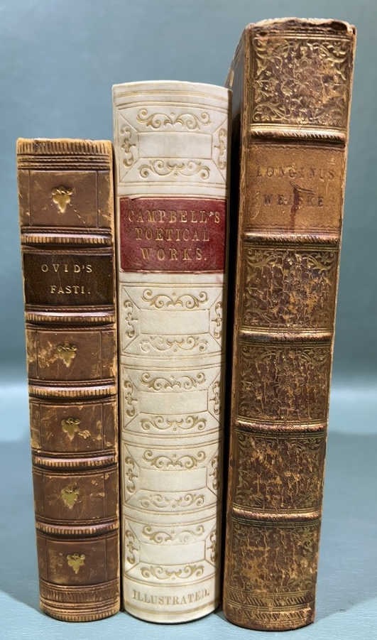 3 ANTIQUE LEATHER BOUND BOOKS: 8.5" X 5"
