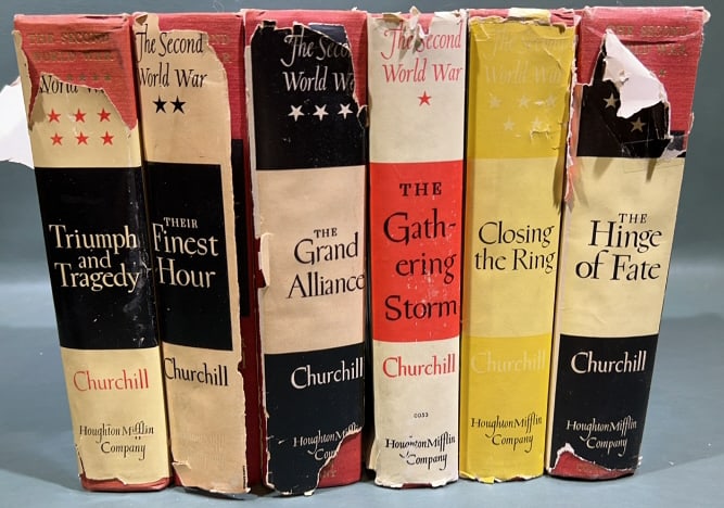 6 VARIOUS WINSTON CHURCHILL BOOKS: 8.5" X 6"