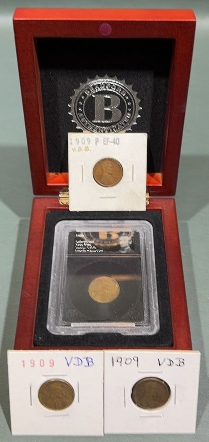 4 - 1909 VDB US PENNIES: THE GRADING IS NOT GUARANTEED ~ 4" X 3.5" X 2"