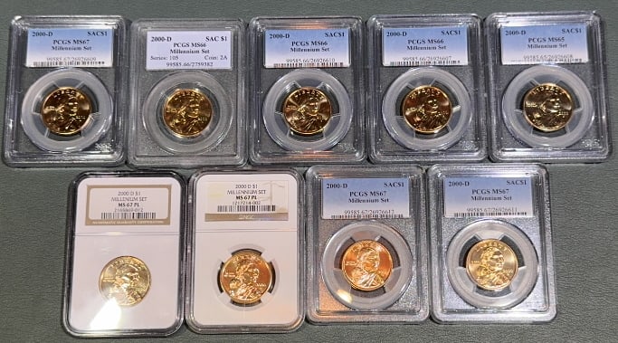 COLL OF SACAGAWEA GRADED $1 COINS: ~