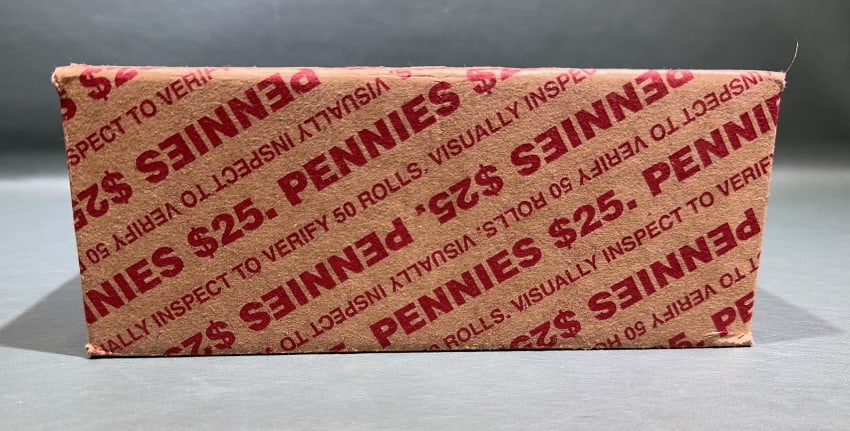 2017-P SHIELD SEALED US PENNY BANK BOX: $25 FACE VALUE ~ 8.75" X 4" X 3.5"