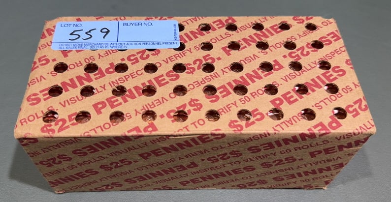 2017-P SHIELD SEALED US PENNY BANK BOX: $25 FACE VALUE ~ 8.75" X 4" X 3.5"